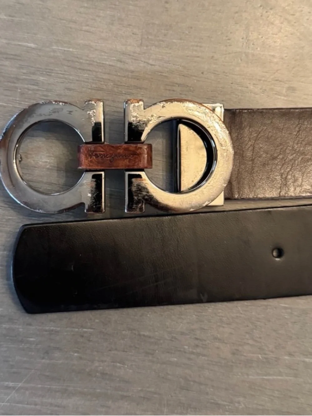 Salvatore Ferragamo Belt (Two Tone Reversible Belt)  Size 36